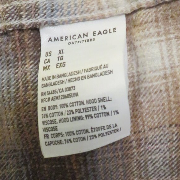 American Eagle Hooded Flannel Shirt. Size XL. Super Soft. - Picture 2 of 4